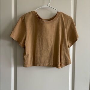 Cropped Boxy T-Shirt in Camel